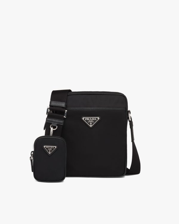 Black Re-Nylon and Saffiano leather shoulder bag