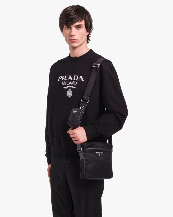Black Re-Nylon and Saffiano leather shoulder bag - Image 2