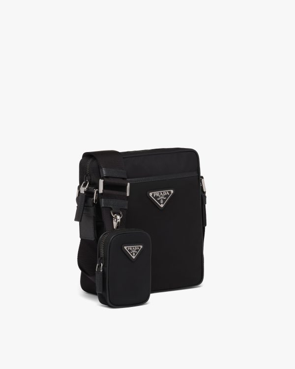 Black Re-Nylon and Saffiano leather shoulder bag - Image 3