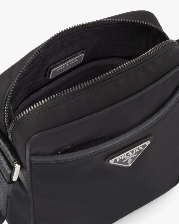 Black Re-Nylon and Saffiano leather shoulder bag - Image 5