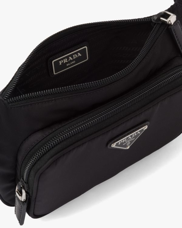 Black Re-Nylon and Saffiano leather shoulder bag - Image 5
