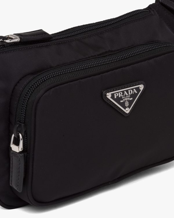 Black Re-Nylon and Saffiano leather shoulder bag - Image 6