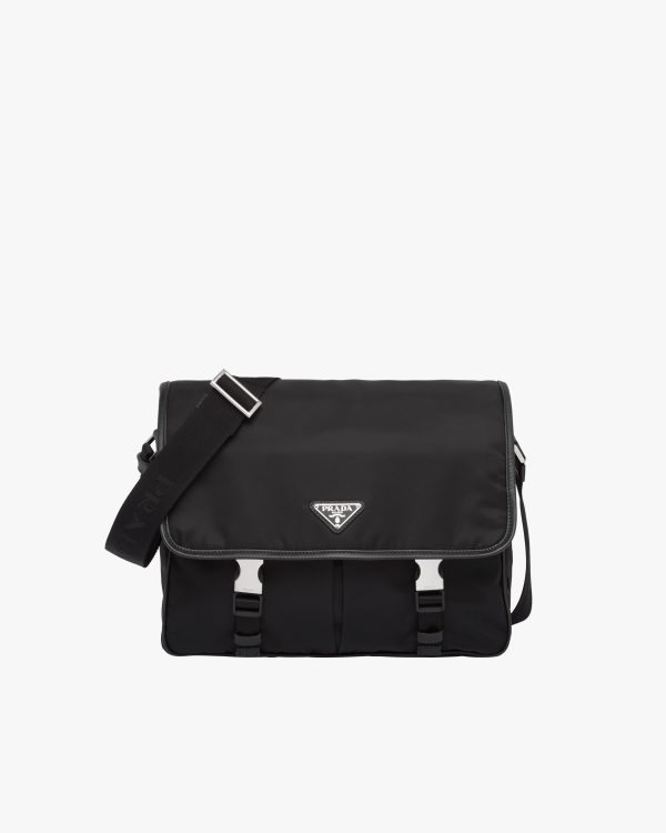 Black Re-Nylon and Saffiano leather shoulder bag