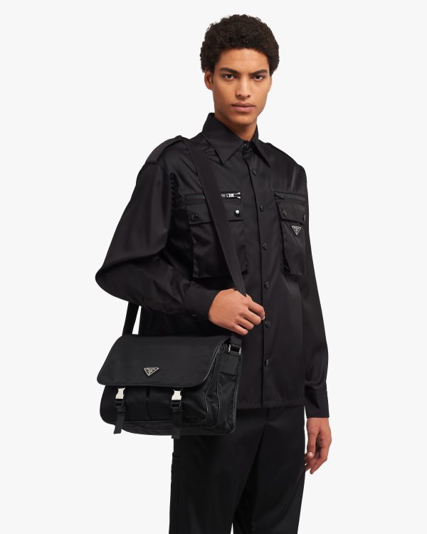 Black Re-Nylon and Saffiano leather shoulder bag - Image 2