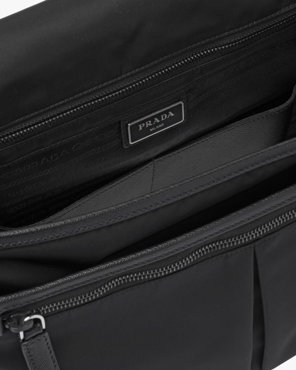 Black Re-Nylon and Saffiano leather shoulder bag - Image 5