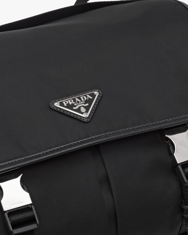 Black Re-Nylon and Saffiano leather shoulder bag - Image 6