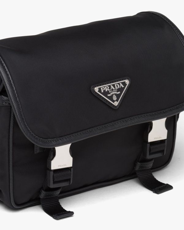 Black Re-Nylon and Saffiano leather shoulder bag - Image 6