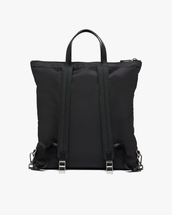 Black Re-Nylon and Saffiano leather tote - Image 4