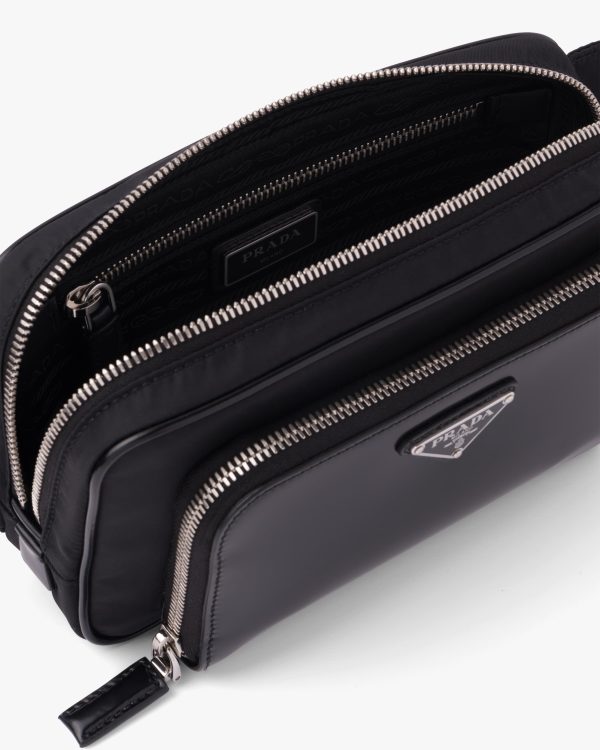 Black Re-Nylon and brushed leather belt bag - Image 5