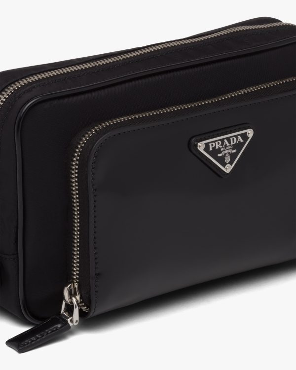 Black Re-Nylon and brushed leather belt bag - Image 6