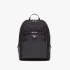 Black Re-Nylon and leather backpack