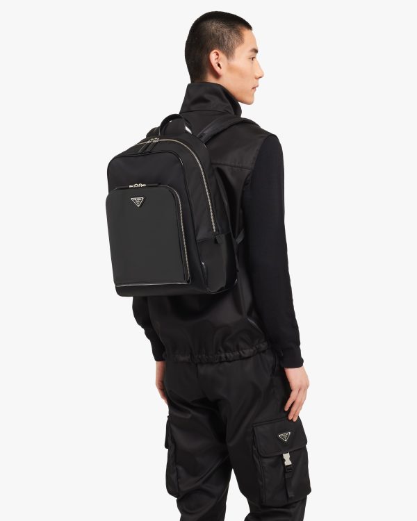 Black Re-Nylon and leather backpack - Image 2