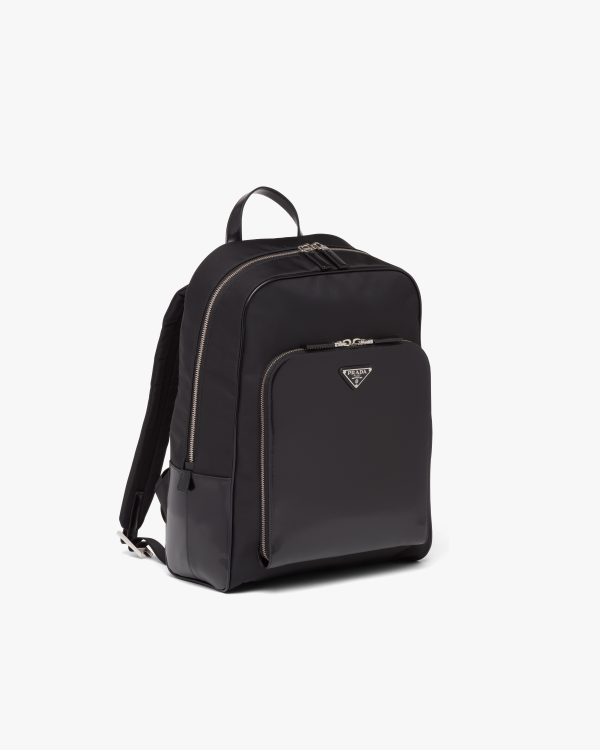 Black Re-Nylon and leather backpack - Image 3