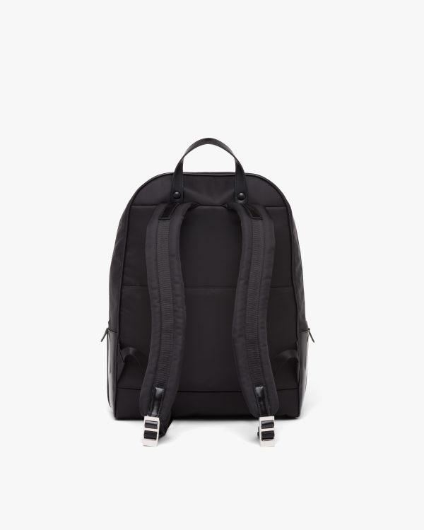 Black Re-Nylon and leather backpack - Image 4