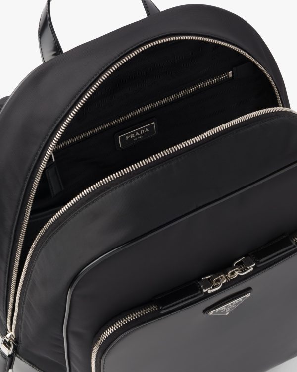 Black Re-Nylon and leather backpack - Image 5