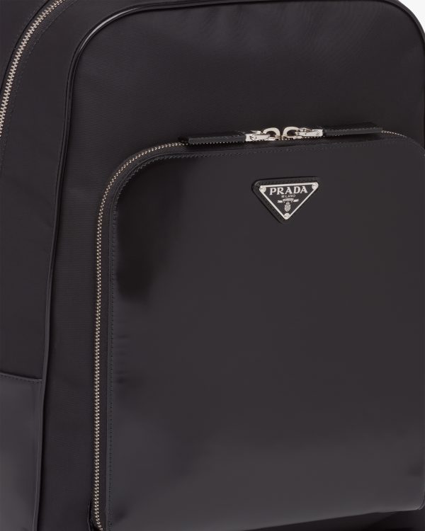 Black Re-Nylon and leather backpack - Image 6