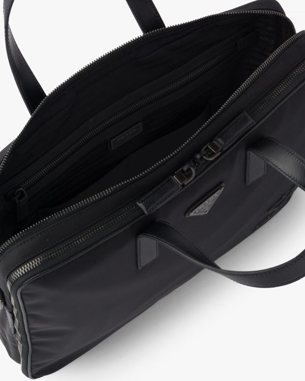 Black Re-Nylon and leather briefcase - Image 5
