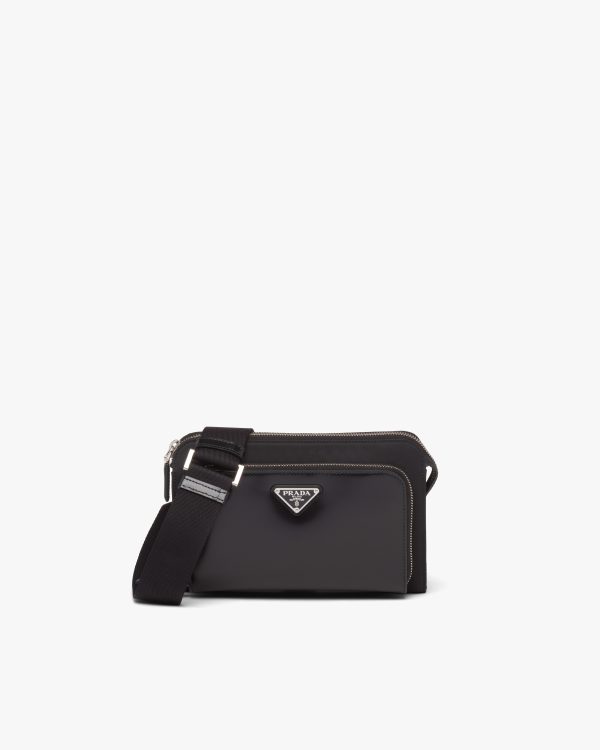 Black Re-Nylon and leather shoulder bag