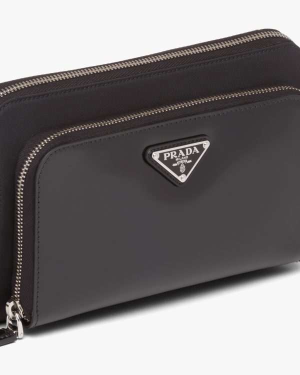 Black Re-Nylon and leather shoulder bag - Image 6