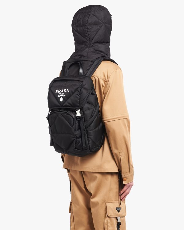 Black Re-Nylon padded backpack with hood - Image 2