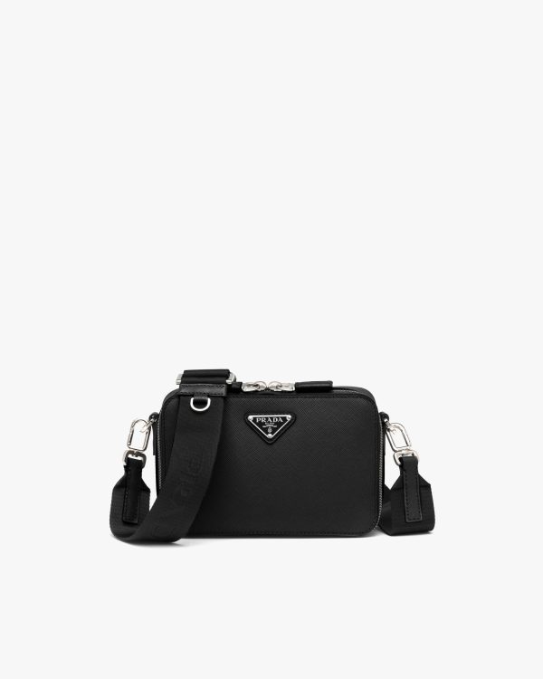 Black Saffiano leather Prada Brique bag