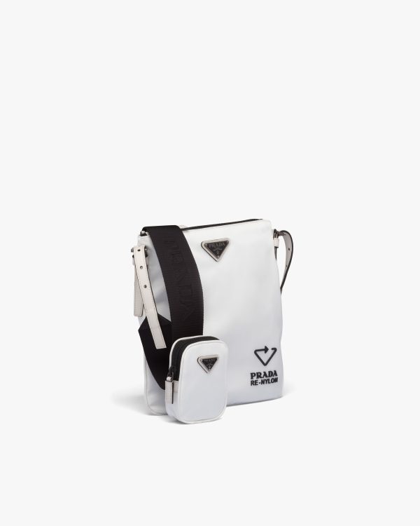 Chalk White Re-Nylon and Saffiano leather shoulder bag - Image 3