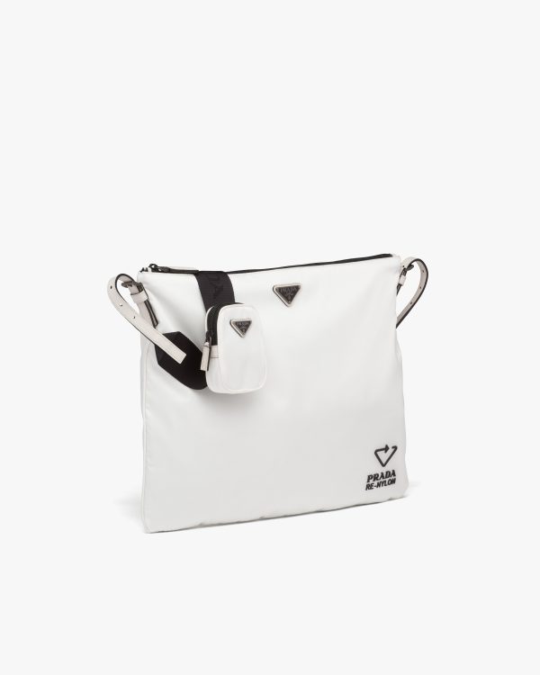 Chalk White Re-Nylon and Saffiano leather shoulder bag - Image 3