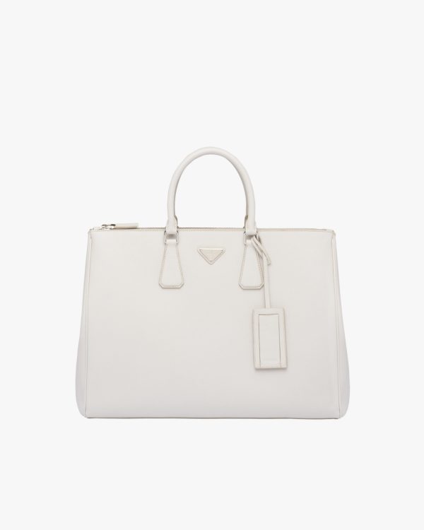 Chalk White Saffiano Leather Prada Galleria bag