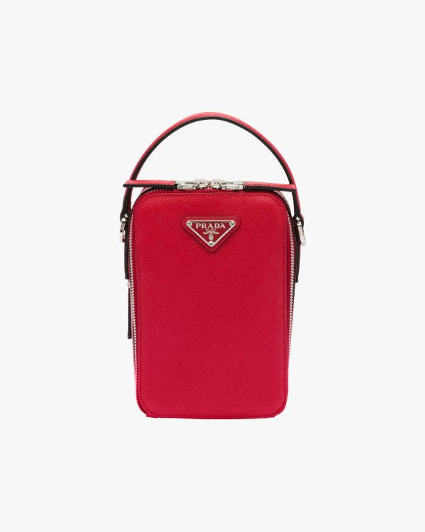 Fiery Red Prada Brique Saffiano leather bag