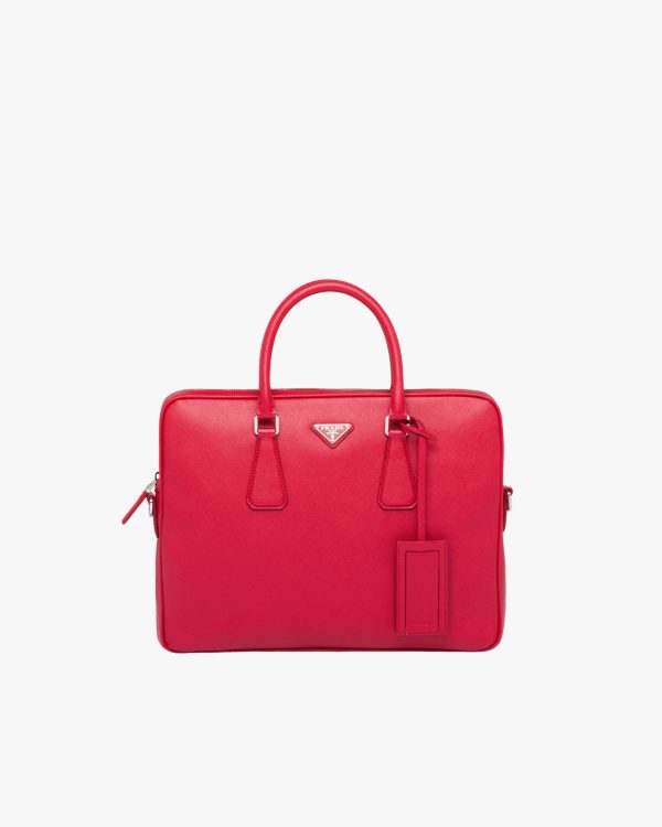 Fiery Red Saffiano Leather Work Bag