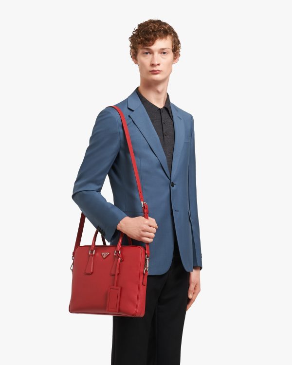 Fiery Red Saffiano Leather Work Bag - Image 2