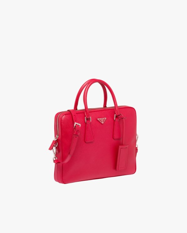 Fiery Red Saffiano Leather Work Bag - Image 3