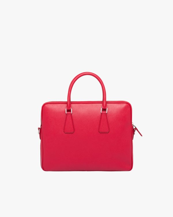 Fiery Red Saffiano Leather Work Bag - Image 4