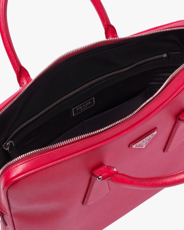 Fiery Red Saffiano Leather Work Bag - Image 5