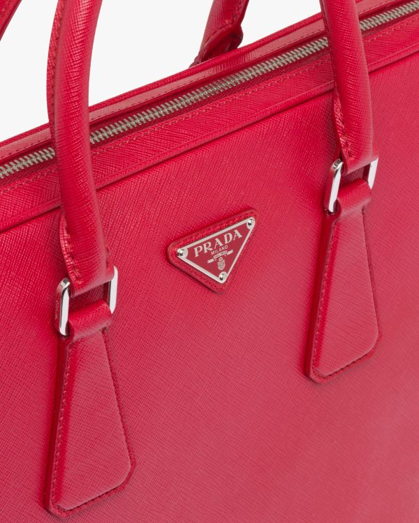 Fiery Red Saffiano Leather Work Bag - Image 6