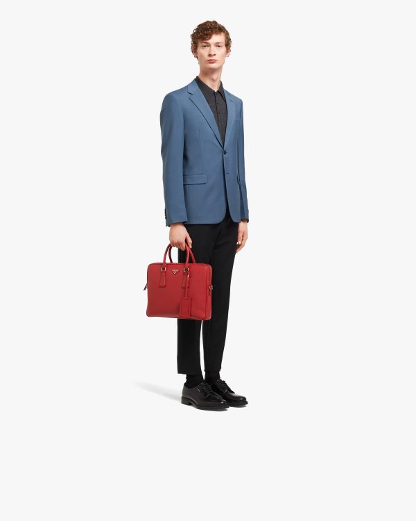 Fiery Red Saffiano Leather Work Bag - Image 7