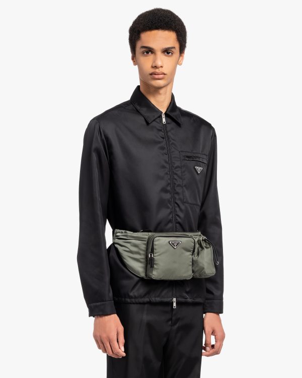 Forest Green Re-Nylon and Saffiano leather belt bag - Image 2