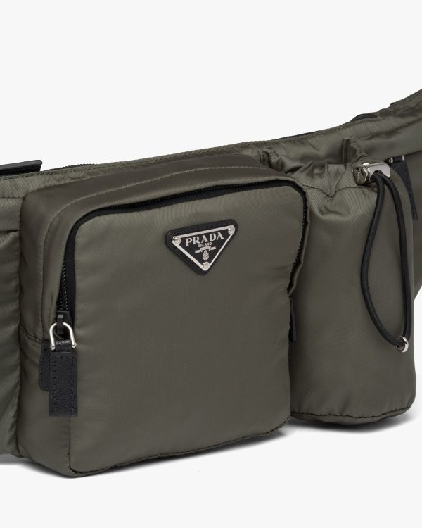 Forest Green Re-Nylon and Saffiano leather belt bag - Image 6