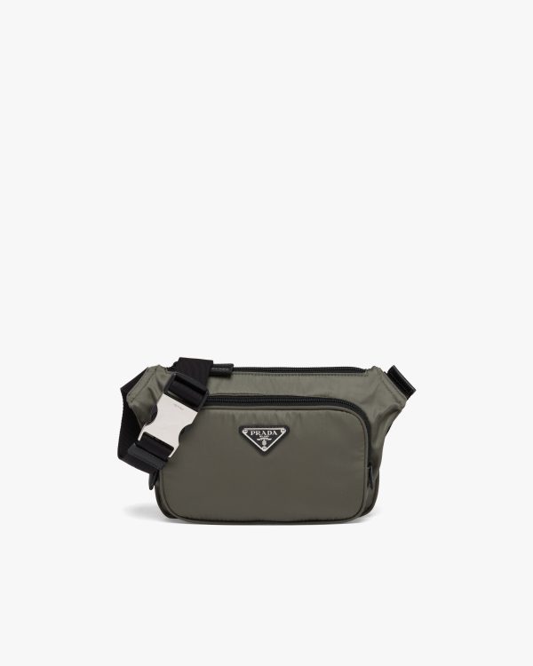 Forest Green Re-Nylon and Saffiano leather shoulder bag