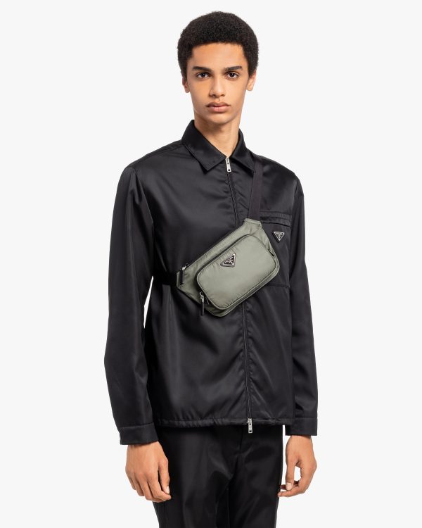 Forest Green Re-Nylon and Saffiano leather shoulder bag - Image 2