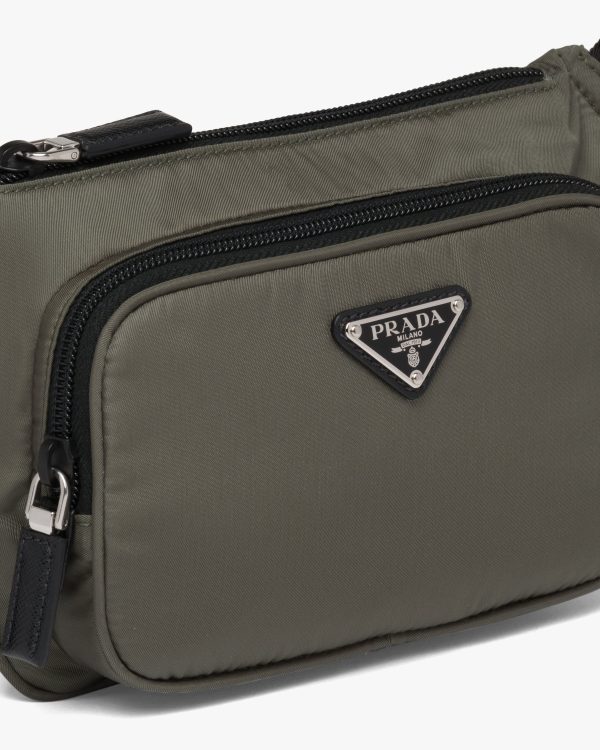 Forest Green Re-Nylon and Saffiano leather shoulder bag - Image 6