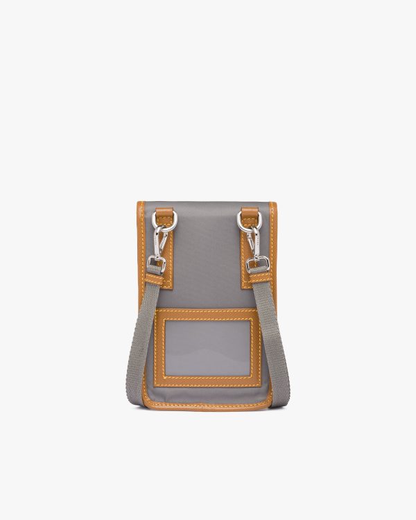 Marble Gray/caramel Nylon and Saffiano Leather Smartphone Case - Image 3