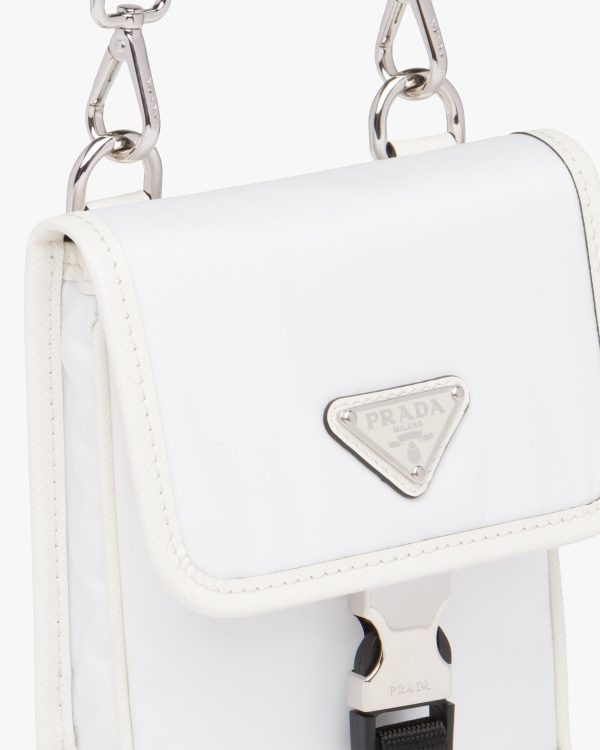 White Nylon and Saffiano Leather Smartphone Case - Image 5