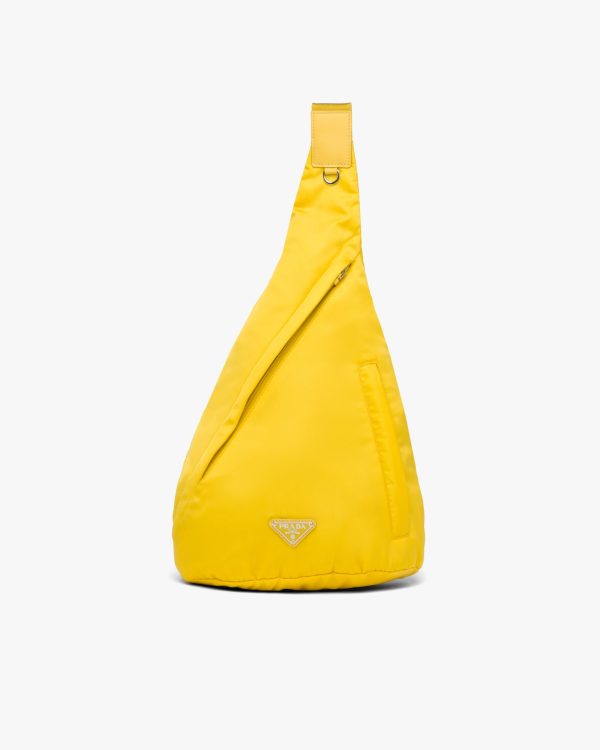 Yellow Re-Nylon and leather backpack