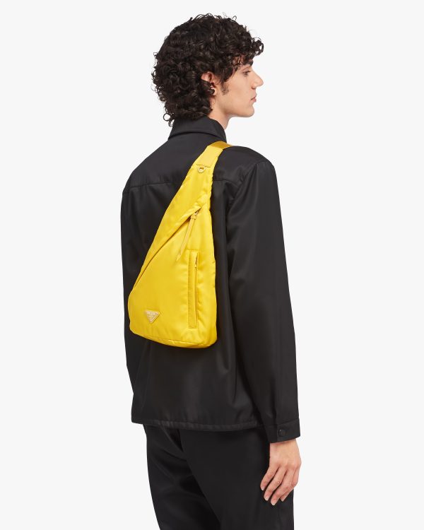 Yellow Re-Nylon and leather backpack - Image 2