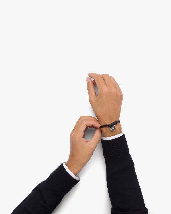 Black Braided nappa leather bracelet - Image 2