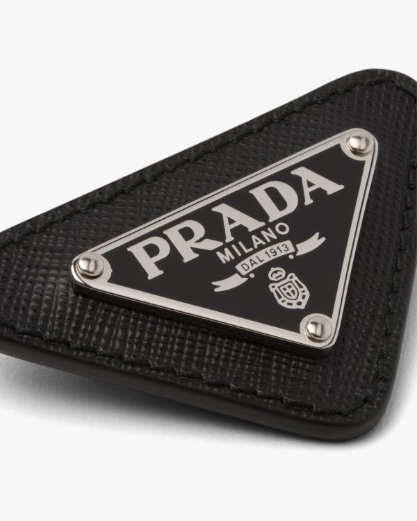 Black Enameled triangle pin with Saffiano trim - Image 2