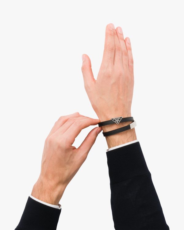 Black Saffiano Leather Bracelet - Image 2