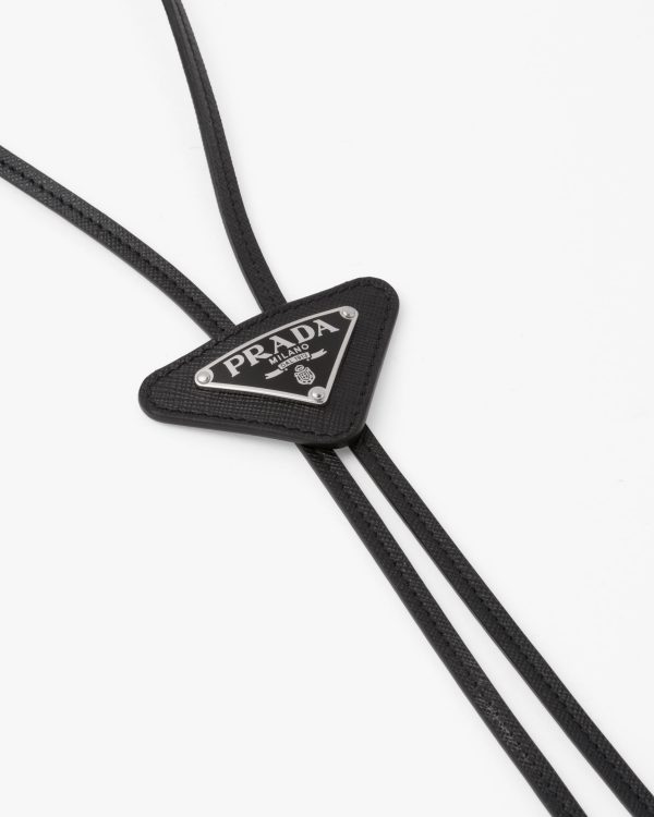 Black Saffiano leather bolo tie - Image 3
