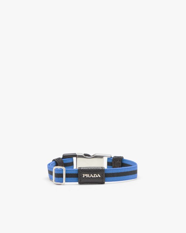Celeste/black Elasticized bracelet with side-release buckle